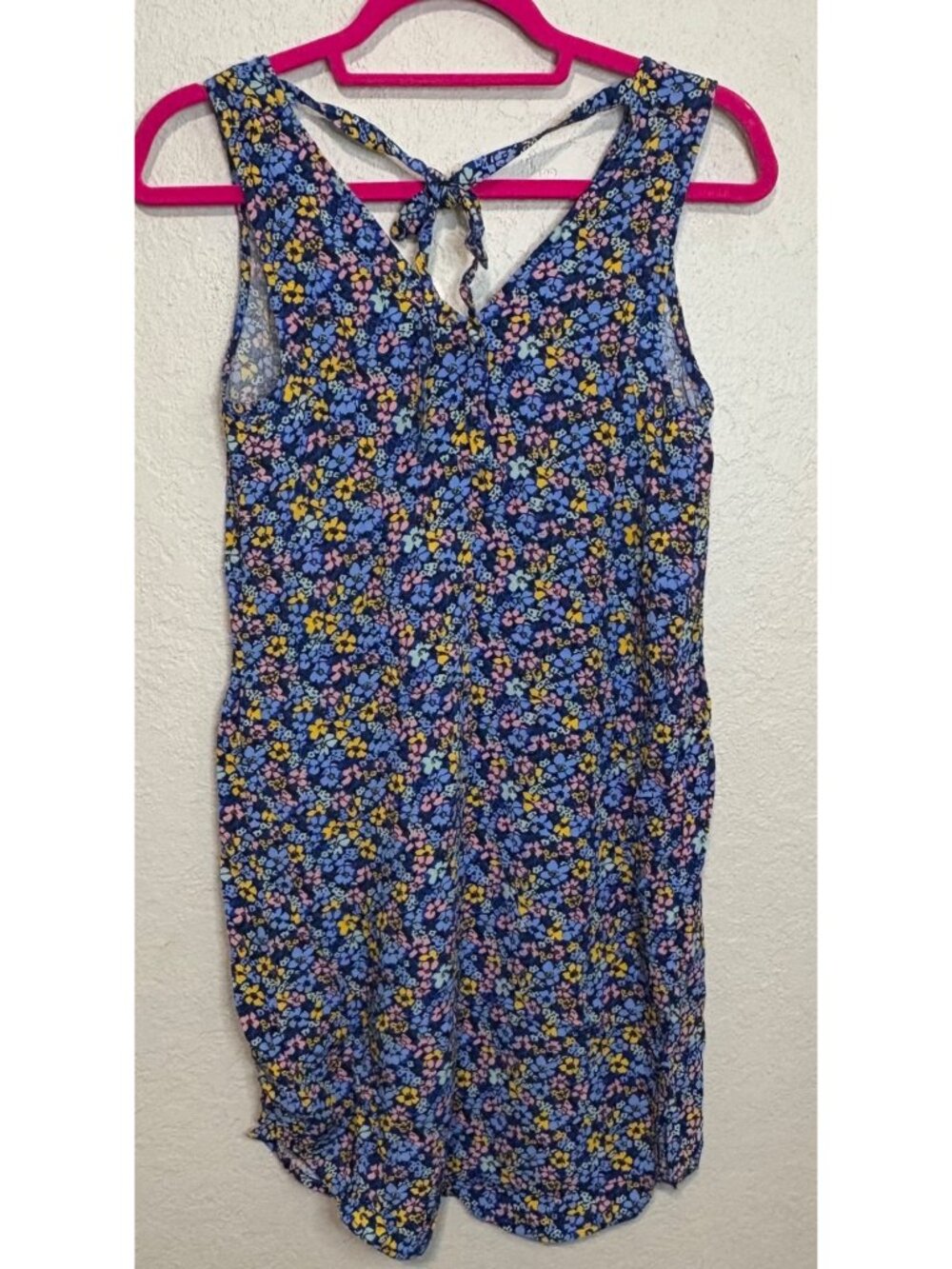 Gap Womens XS Floral Sleeveless Dress With Tie Back Blue Yellow Pink Lightweight - Picture 7 of 11